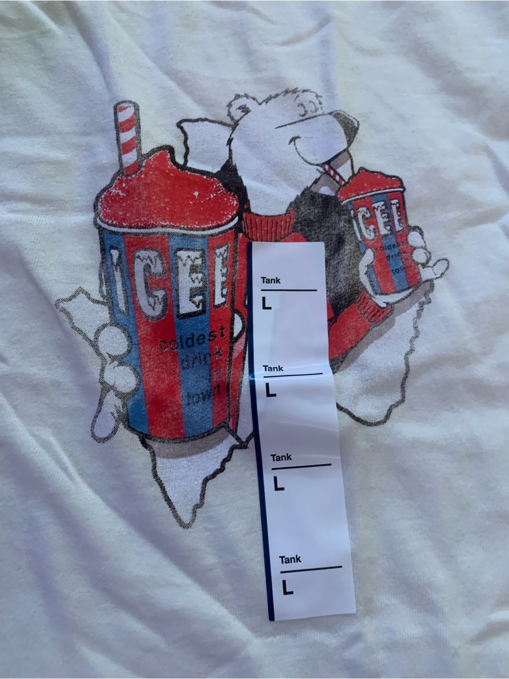 Original Use White Tank Top with Icee Graphic